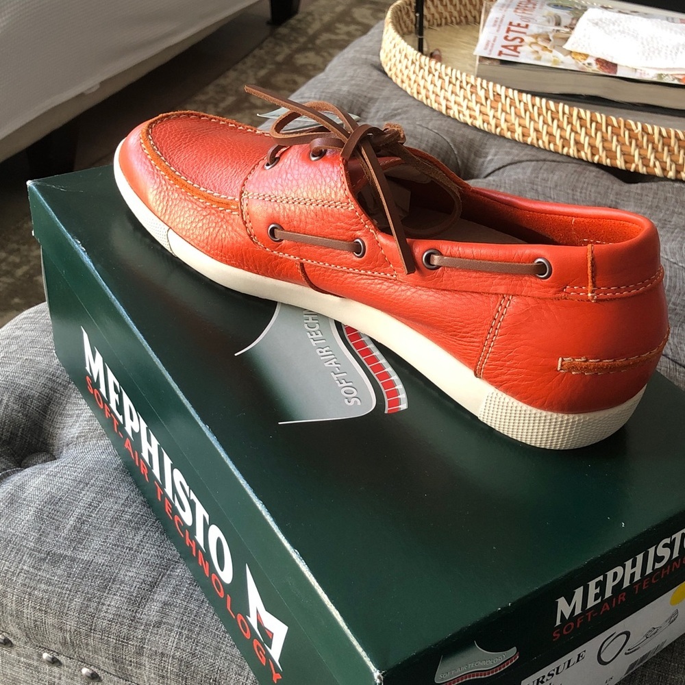 Mephisto Vibrant Orange Boat Shoes - Picture 2 of 8